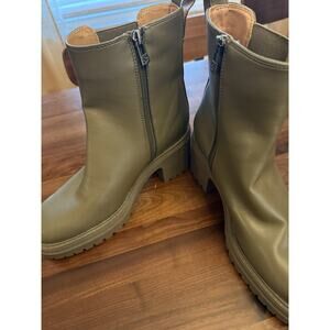 Sam & Libby Olive Green Sz 8 Chunkly Ankle Y2K Platform Boots Retro (Camilla)